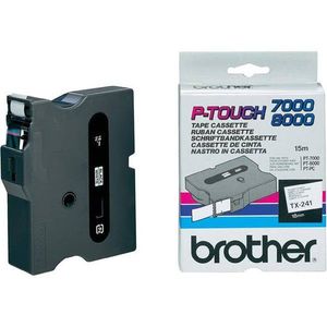 Brother TX-241, 18mm x 15m, fekete nyomtatás / fehér alapon, eredeti szalag kép
