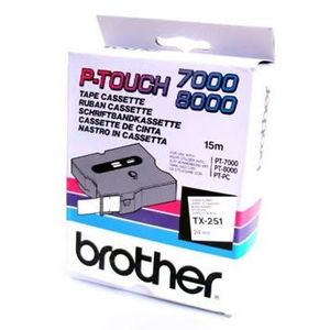 Brother TX-251, 24mm x 15m, fekete nyomtatás / fehér alapon, eredeti szalag kép