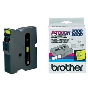 Brother TX-651, 24mm x 15m, fekete nyomtatás / sárga alapon, eredeti szalag kép