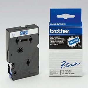Brother TC-595, 9mm x 7, 7m, fehér nyomtatás / kék alapon, eredeti szalag kép