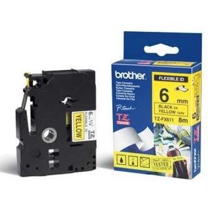 Brother TZ-FX611 / TZe-FX611, 6mm x 8m, fekete nyomtatás / sárga alapon, eredeti szalag kép