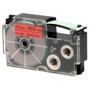 Casio XR-12RD1, 12mm x 8m, fekete nyomtatás / piros alapon, eredeti szalag kép