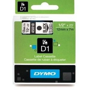 Dymo D1 45010, S0720500, 12mm x 7m fekete nyomtatás / átlátszó alapon, eredeti szalag kép