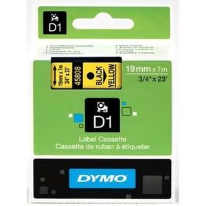 Dymo D1 45808, S0720880, 19mm x 7m, fekete nyomtatás / sárga alapon, eredeti szalag kép