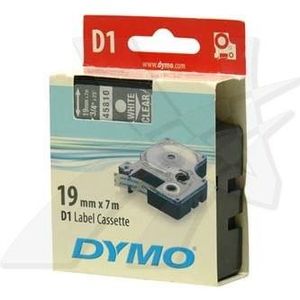 Dymo D1 45810, S0720900, 19mm x 7m, fehér nyomtatás / átlátszó alapon, eredeti szalag kép