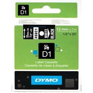 Dymo D1 45021, S0720610, 12mm x 7m fehér nyomtatás / fekete alapon, eredeti szalag kép
