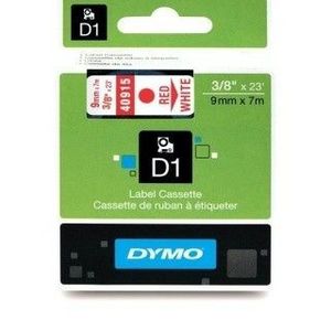 Dymo D1 40915, S0720700, 9mm x 7m, piros nyomtatás / fehér alapon, eredeti szalag kép
