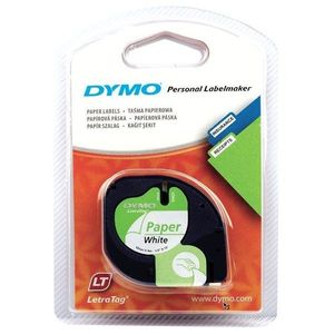 Dymo LetraTag 59421, S0721500, 12mm x 4m fekete nyomtatás / fehér alapon, eredeti szalag kép