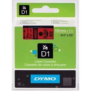 Dymo D1 45807, S0720870, 19mm x 7m, fekete nyomtatás / piros alapon, eredeti szalag kép