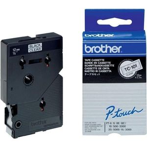 Brother TC-101, 12mm x 7, 7m, fekete nyomtatás / átlátszó alapon, eredeti szalag kép