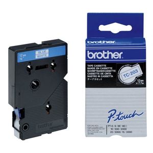 Brother TC-203, 12mm x 7, 7m, kék nyomtatás / fehér alapon, eredeti szalag kép