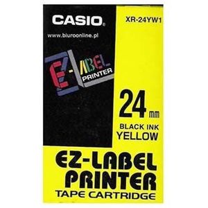 Casio XR-24YW1, 24mm x 8m, fekete nyomtatás / sárga alapon, eredeti szalag kép