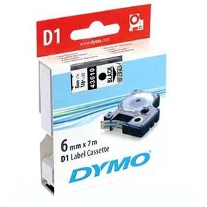 Dymo D1 43610, S0720770, 6mm x 7m fekete nyomtatás / átlátszó alapon, eredeti szalag kép