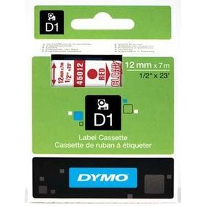 Dymo D1 45012, S0720520, 12mm x 7m, piros nyomtatás / átlátszó alapon, eredeti szalag kép