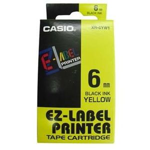 Casio XR-6YW1, 6mm x 8m, fekete nyomtatás / sárga alapon, eredeti szalag kép