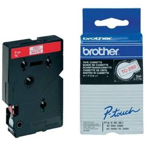 Brother TC-292, 9mm x 7, 7m, piros nyomtatás / fehér alapon, eredeti szalag kép