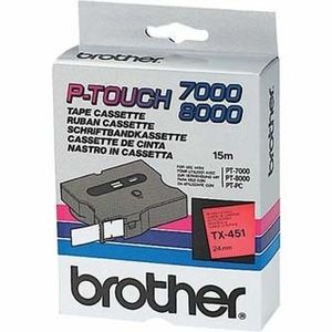 Brother TX-451, 24mm x 15m, fekete nyomtatás / piros alapon, eredeti szalag kép
