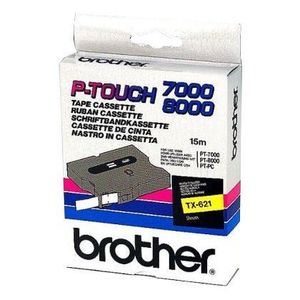 Brother TX-621, 9mm x 15m, fekete nyomtatás / sárga alapon, eredeti szalag kép