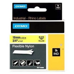 Dymo Rhino 18491, S0718090, 19mm x 3, 5m fekete nyomtatás / sárga alapon, eredeti szalag kép