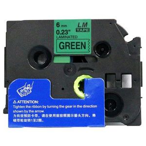 Utángyártott szalag Brother TZ-711 / TZe-711, 6mm x 8m, fekete nyomtatás / zöld alapon kép