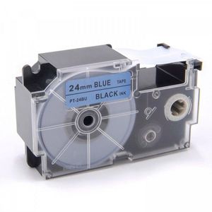 Utángyártott szalag Casio XR-24BU1, 24mm x 8m fekete nyomtatás / kék alapon kép