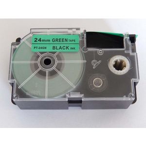 Utángyártott szalag Casio XR-24GN1, 24mm x 8m fekete nyomtatás / zöld alapon kép