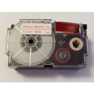 Utángyártott szalag Casio XR-24WER 24mm x 8m piros nyomtatás / fehér alapon kép