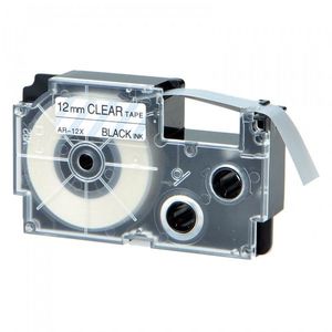 Utángyártott szalag Casio XR-12AX 12mm x 8m fekete nyomtatás / átlátszó alapon kép