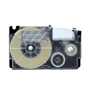 Utángyártott szalag Casio XR-24AX 24mm x 8m fehér nyomtatás / átlátszó alapon kép