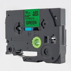 Utángyártott szalag Brother TZ-FX731 / TZe-FX731, 12mm x 8m, flexi, fekete nyomtatás / zöld alapon kép
