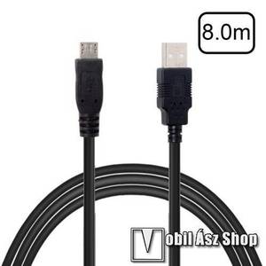 Adatátviteli kábel / USB töltő - microUSB 2.0, 8m hosszú - FEKETE kép