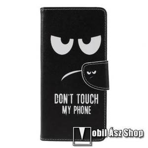 Notesz / mappa tok - Do Not Touch My Phone MINTÁS - oldalra nyíló, rejtett mágneses záródás, belső zseb, asztali tartó funkció, szilikon belső - SAMSUNG SM-J610F Galaxy J6+ kép