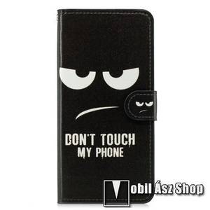 Notesz / mappa tok - Do Not Touch My Phone MINTÁS - oldalra nyíló, rejtett mágneses záródás, belső zseb, asztali tartó funkció, szilikon belső - SAMSUNG SM-J610F Galaxy J6+ kép