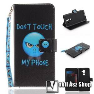 Notesz / mappa tok - Do Not Touch My Phone MINTÁS - oldalra nyíló, rejtett mágneses záródás, belső zseb, asztali tartó funkció, szilikon belső, csuklópánt - NOKIA 7 plus (2018) kép