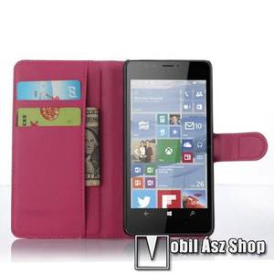 WALLET notesz tok / flip tok - MAGENTA - asztali tartó funkciós, oldalra nyíló, rejtett mágneses záródás, bankkártyatartó zseb - MICROSOFT Lumia 950 / MICROSOFT Lumia 950 Dual SIM kép
