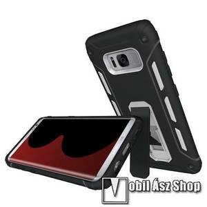 OTT! SHOCK STAND műanyag védő tok / hátlap - FEKETE / FEHÉR - szilikon belső, kitámasztható - ERŐS VÉDELEM! - SAMSUNG SM-G950 Galaxy S8 kép