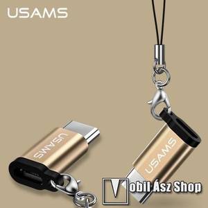 USAMS US-SJ13 adapter microUSB 2.0-át USB 3.1 Type C-re alakítja - kulcstartóra szerelhető, alumínium - ARANY kép