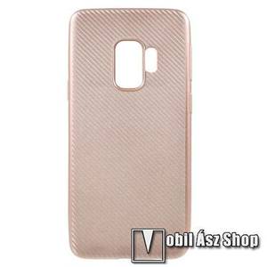 Szilikon védő tok / hátlap - karbon mintás - ROSE GOLD - SAMSUNG SM-G960 Galaxy S9 kép