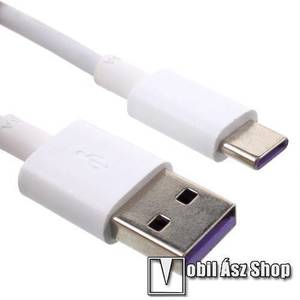 Adatatátviteli kábel / USB töltő - USB / USB Type-C, 40cm hosszú, 5A - FEHÉR kép