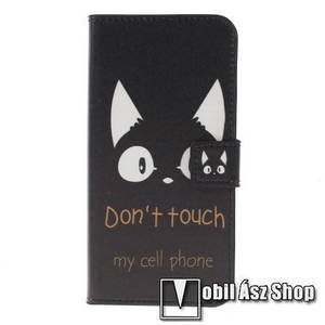 Notesz / mappa tok - Do Not Touch My Cell Phone MINTÁS - oldalra nyíló, rejtett mágneses záródás, belső zseb, asztali tartó funkció, szilikon belső - SAMSUNG SM-G973F Galaxy S10 kép