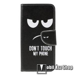 Notesz / mappa tok - Do Not Touch My Phone MINTÁS - oldalra nyíló, rejtett mágneses záródás, belső zseb, asztali tartó funkció, szilikon belső - SAMSUNG SM-M105F Galaxy M10 kép