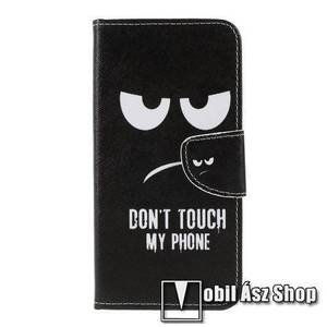 Notesz / mappa tok - Do Not Touch My Phone MINTÁS - oldalra nyíló, rejtett mágneses záródás, belső zseb, asztali tartó funkció, szilikon belső - SAMSUNG SM-A307F Galaxy A30s / SAMSUNG SM-A505F Galaxy A50 / SAMSUNG Galaxy A50s kép