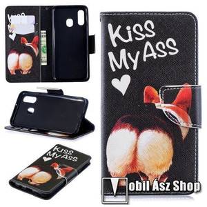 Notesz / mappa tok - Kiss My Ass MINTÁS - oldalra nyíló, rejtett mágneses záródás, belső zseb, asztali tartó funkció, szilikon belső - SAMSUNG SM-A405F Galaxy A40 kép