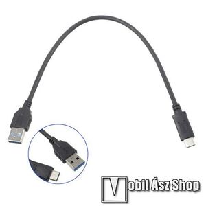 Adatátviteli kábel / USB töltő - USB 3.0 Type C - FEKETE - 30cm kép