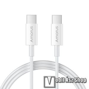AMORUS adatátviteli kábel, töltő kábel - 1.5m, 5A, max 100W, USB Type C / USB Type C 2.0 - FEHÉR kép