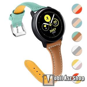 Valódi bőr okosóra szíj - 22mm széles, Tricolor - SAMSUNG Galaxy Watch 46mm / SAMSUNG Gear S3 Classic / SAMSUNG Gear S3 Frontier / Huawei Watch GT / Watch GT 2 46mm - ZÖLD / VILÁGOSBARNA / SÖTÉTBARNA kép