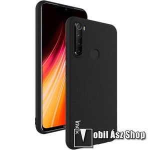 IMAK Stylish szilikon védő tok / hátlap - MATT FEKETE - rátehető, fogást segítő ujjtámasszal, képernyővédő fóliával! - Xiaomi Redmi Note 8 - GYÁRI kép