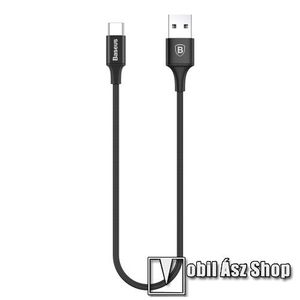 BASEUS adatátviteli kábel / USB töltő - USB 3.1 Type C, 2A, 1m, szövettel bevont - FEKETE - GYÁRI kép