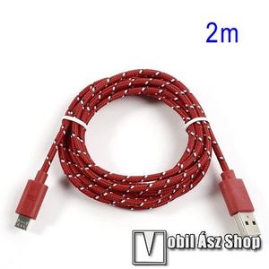Adatátviteli kábel / USB töltő - microUSB 2.0, 2m hosszú, 1A - PIROS kép