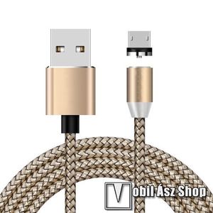 Mágneses USB töltő kábel - microUSB / USB, 1m, 2A, szövettel bevont, világít, CSAK TÖLTÉSRE ALKALMAS ADATÁTVITELRE NEM! - ROSE GOLD kép
